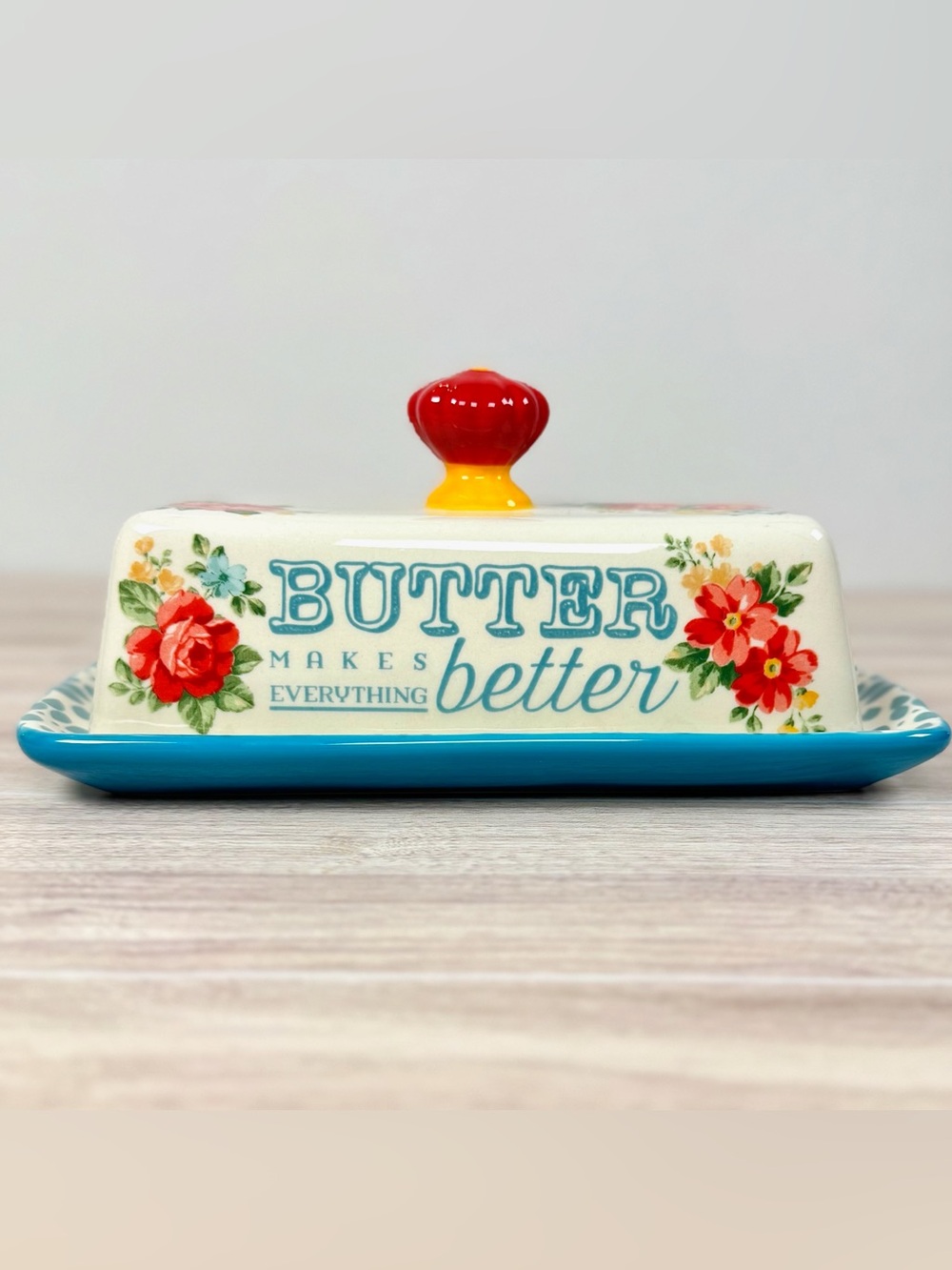 The Pioneer Woman Vintage Floral/Breezy Blossom Covered Butter Dish